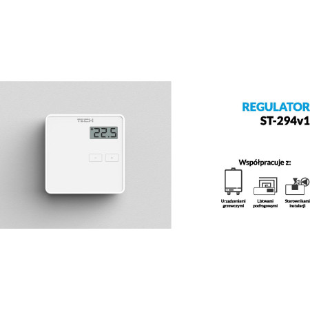 OUTLET_3: Przewodowy  dwustanowy regulator pokojowy Czarny ST-294v1 Tech sterowniki (OUTLET)