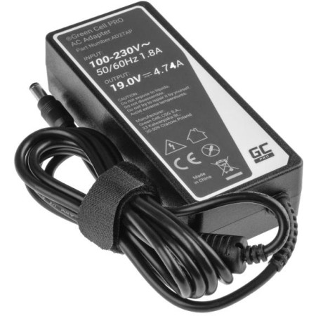 OUTLET_3: ZASILACZ ŁADOWARKA DO LAPTOPA ASUS TOSHIBA Green Cell PRO AD27AP 19V 4,74A 90W 5,5mm/2,5mm (OUTLET)