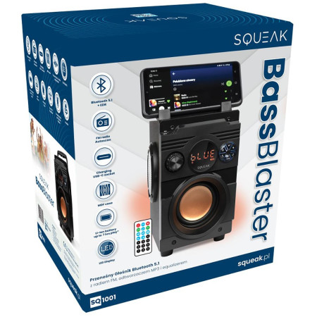 OUTLET_1: Głośnik BassBlaster Squeak SQ1001 BT, Radio FM, MP3 (OUTLET)