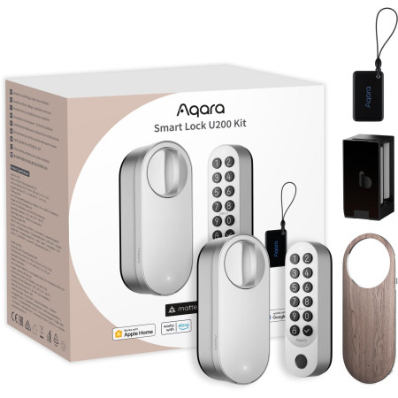 OUTLET_1: Aqara Smart Lock U200 Kit Srebrny, HomeKit, Thread, Bluetooth 5.1, NFC (OUTLET)