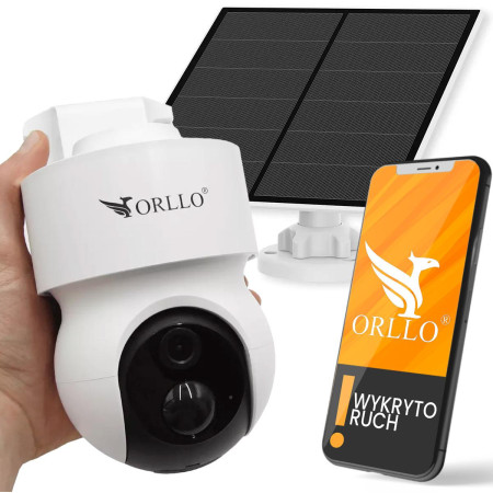OUTLET_4: Kamera IP Orllo E7 PRO SIM solarna zewnętrzna bezprzewodowa obrotowa 3MP + Karta SD 32Gb (OUTLET)