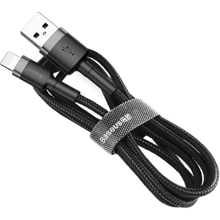 OUTLET_1: KABEL USB-A / Lightning iPhone Baseus Cafule CALKLF-CG1 200cm Apple 1.5A CZARNO-SZARY W OPLOCIE (OUTLET)