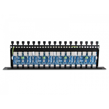 16-kanałowy panel zabezpieczający serii PRO z podwyższoną ochroną przepięciową RJ45 / RJ45 z funkcją InPoE EWIMAR PTF-516R-PRO/InPoE