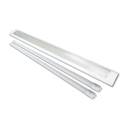 ZESTAW OŚWIETLENIOWY Oprawa LED slim 120cm plastikowa + 2X ŚWIETLÓWKI TUBY LED T8 4000K neutralna barwa światła